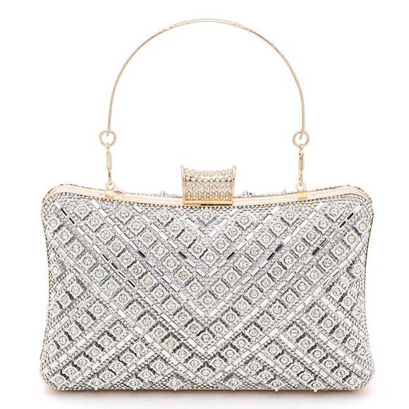 Handbags - Rhinestone Top Handle Clutch
